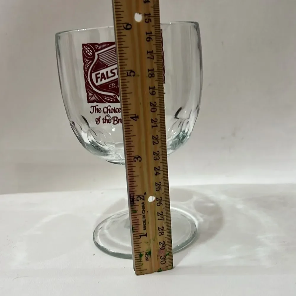 Falstaff Beer Burgundy Red 16 Ounces Cold Draft Beer Glass  Stemmed Mug Vintage